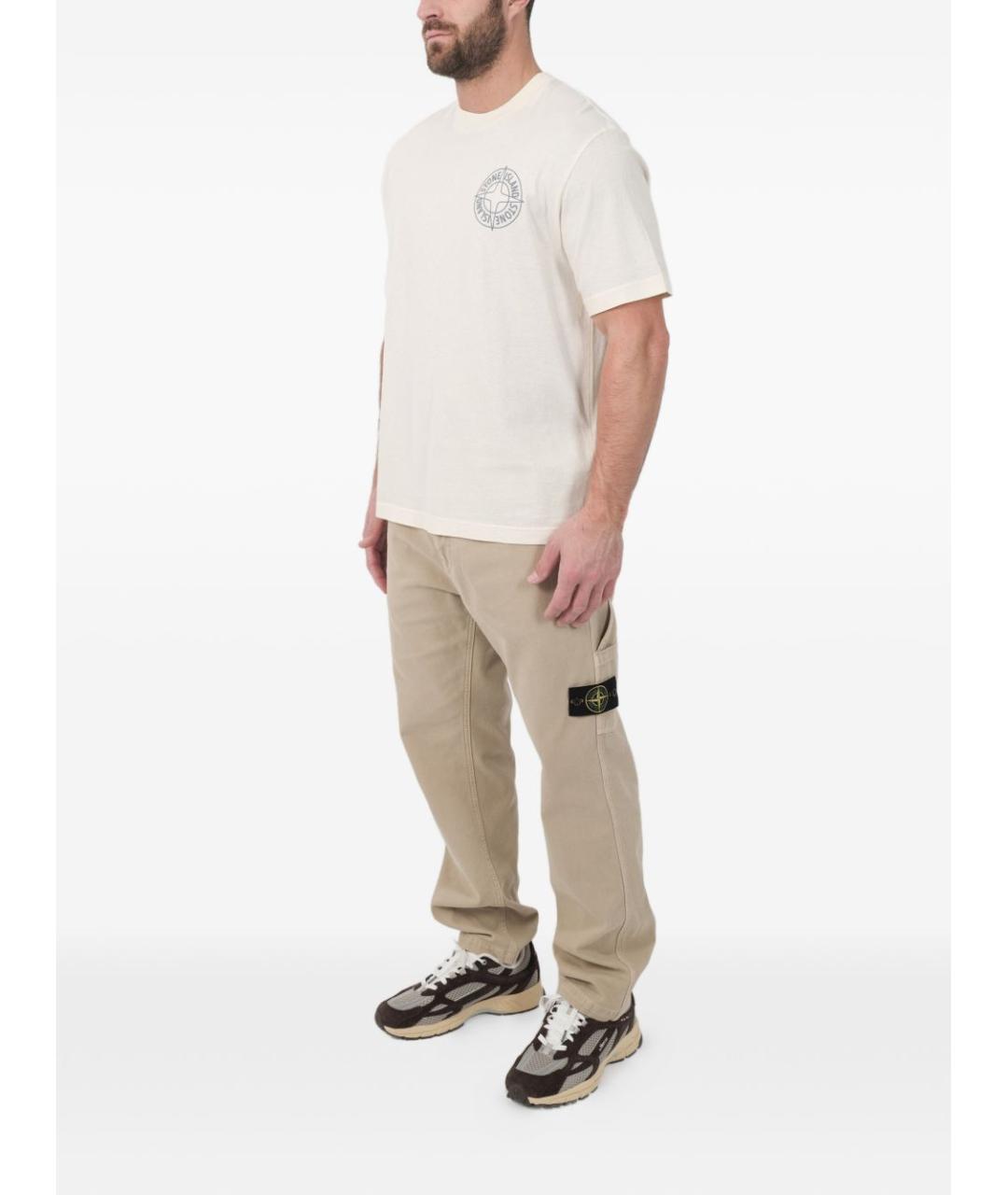 STONE ISLAND Бежевая хлопковая футболка, фото 4