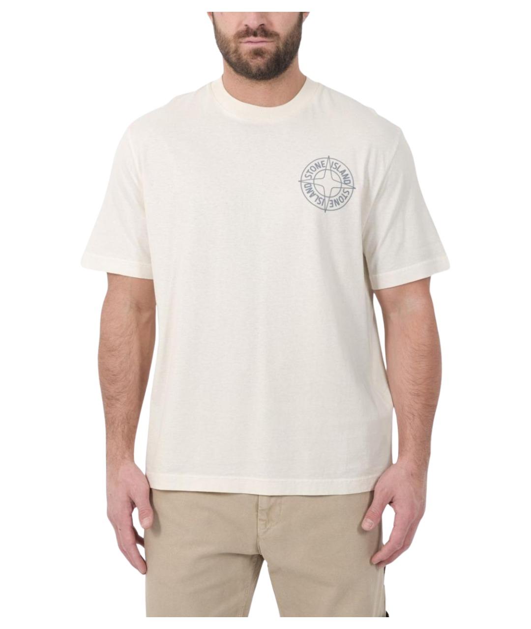 STONE ISLAND Бежевая хлопковая футболка, фото 1
