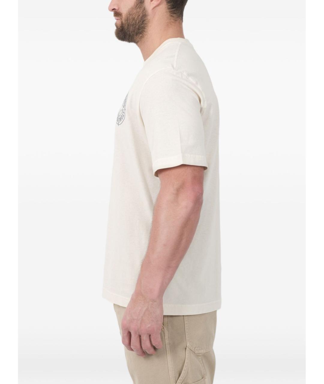 STONE ISLAND Бежевая хлопковая футболка, фото 2