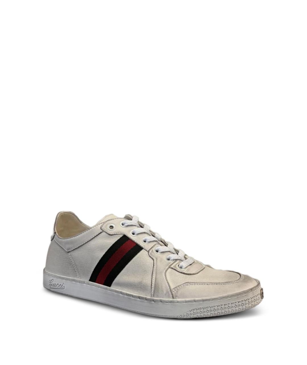 GUCCI Белые кожаные низкие кроссовки / кеды, фото 1