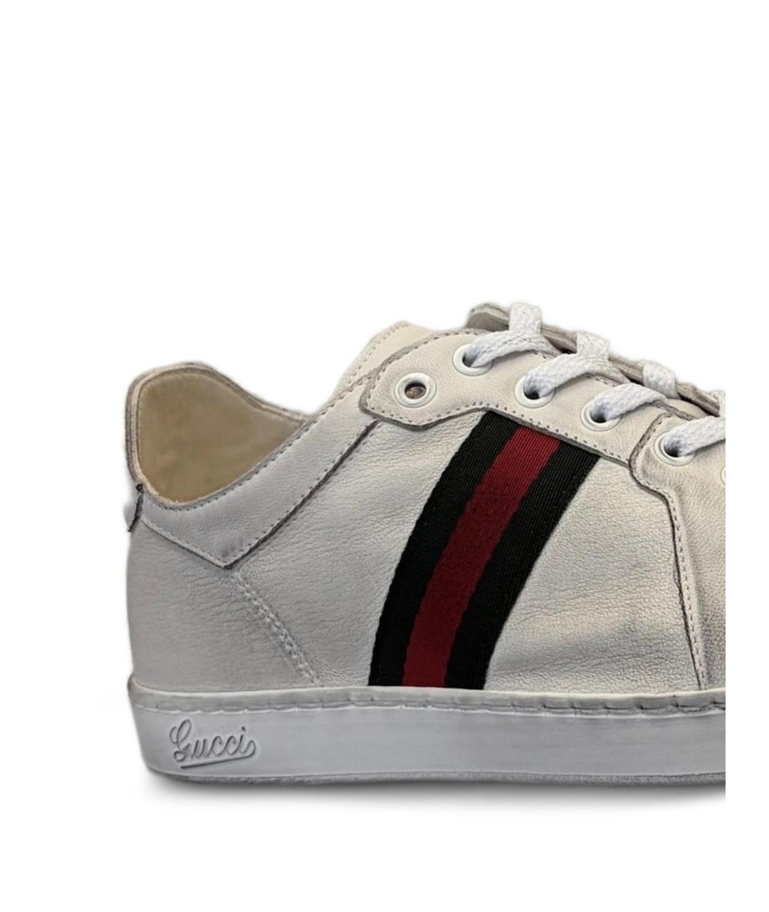 GUCCI Белые кожаные низкие кроссовки / кеды, фото 2