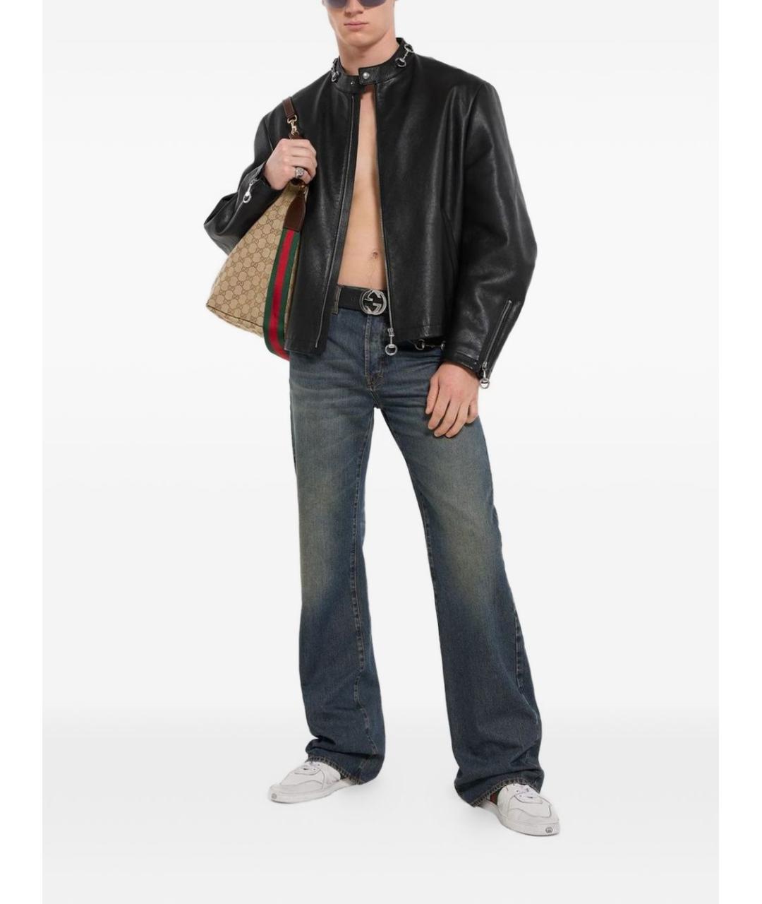 GUCCI Черная кожаная куртка, фото 2