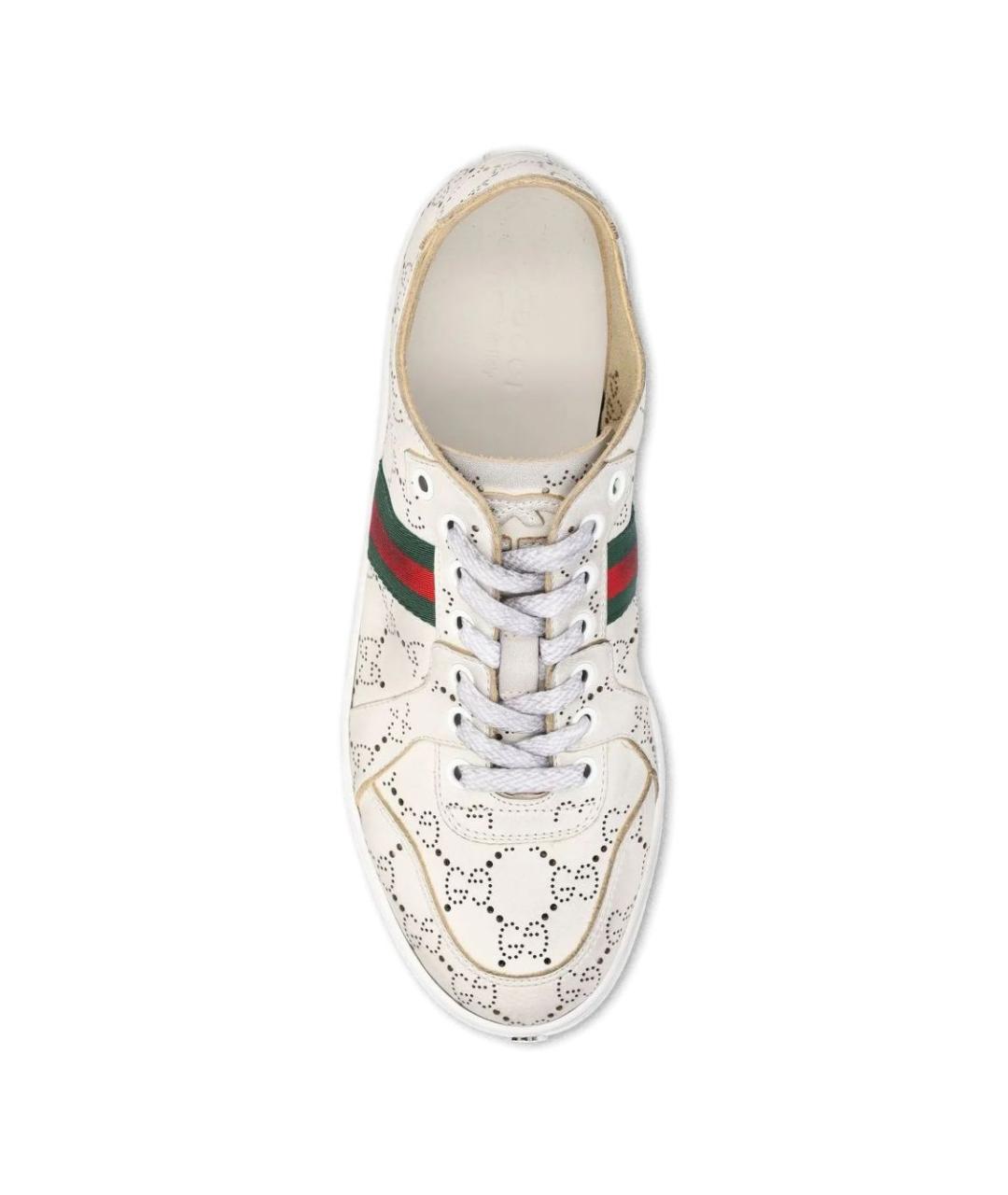 GUCCI Белые кожаные кеды, фото 3