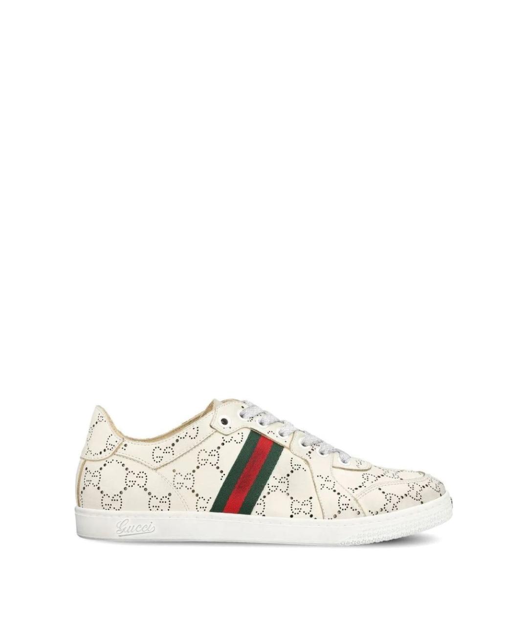 GUCCI Белые кожаные кеды, фото 1