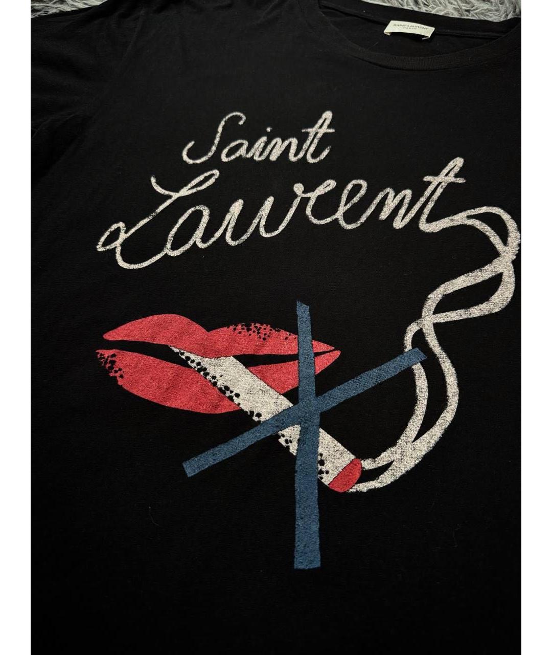 SAINT LAURENT Черная хлопковая футболка, фото 3
