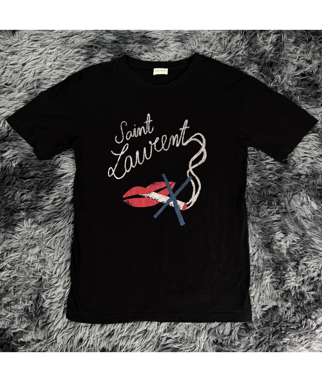 SAINT LAURENT Черная хлопковая футболка, фото 8