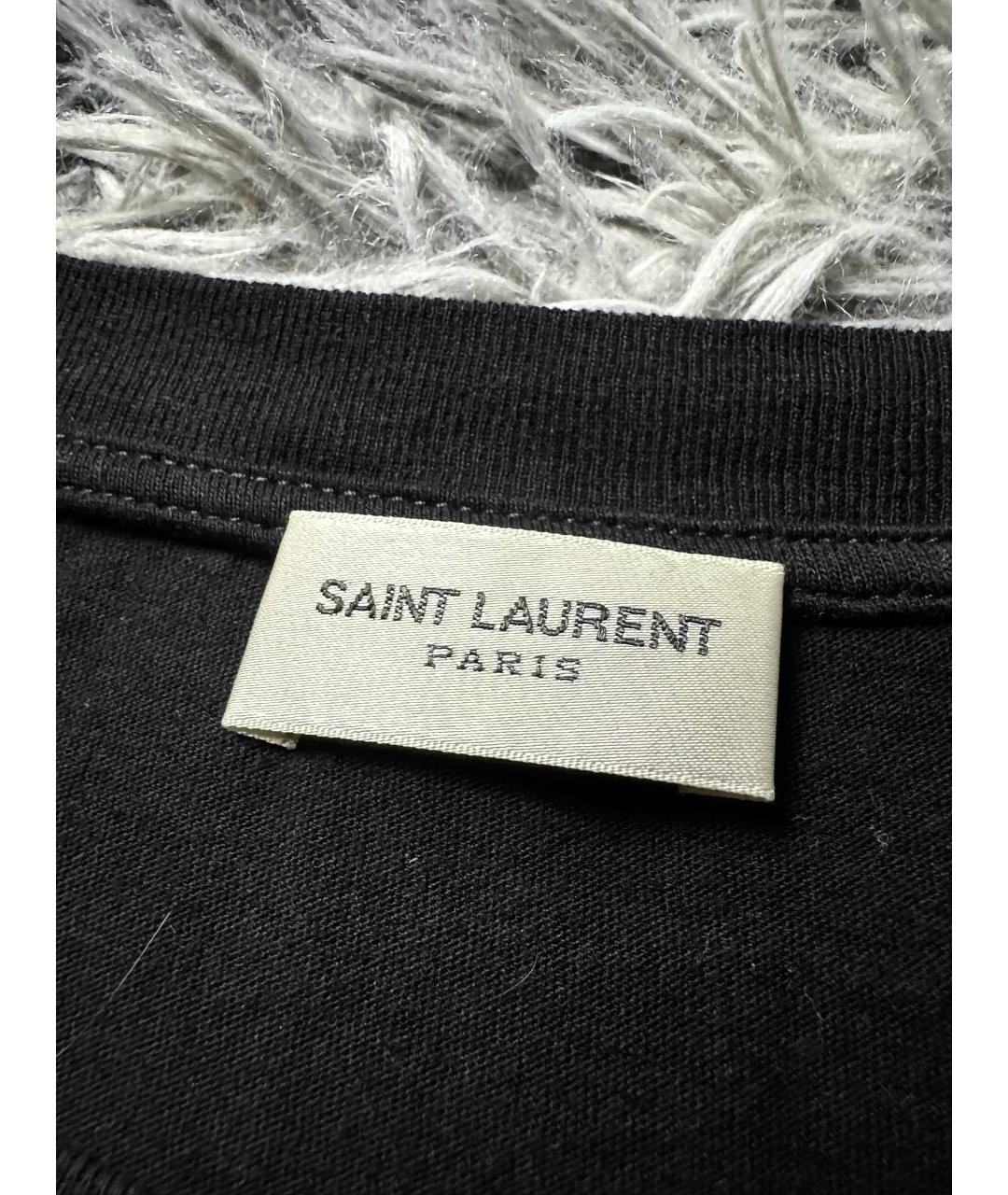 SAINT LAURENT Черная хлопковая футболка, фото 7