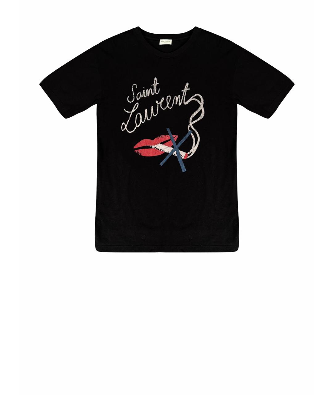 SAINT LAURENT Черная хлопковая футболка, фото 1