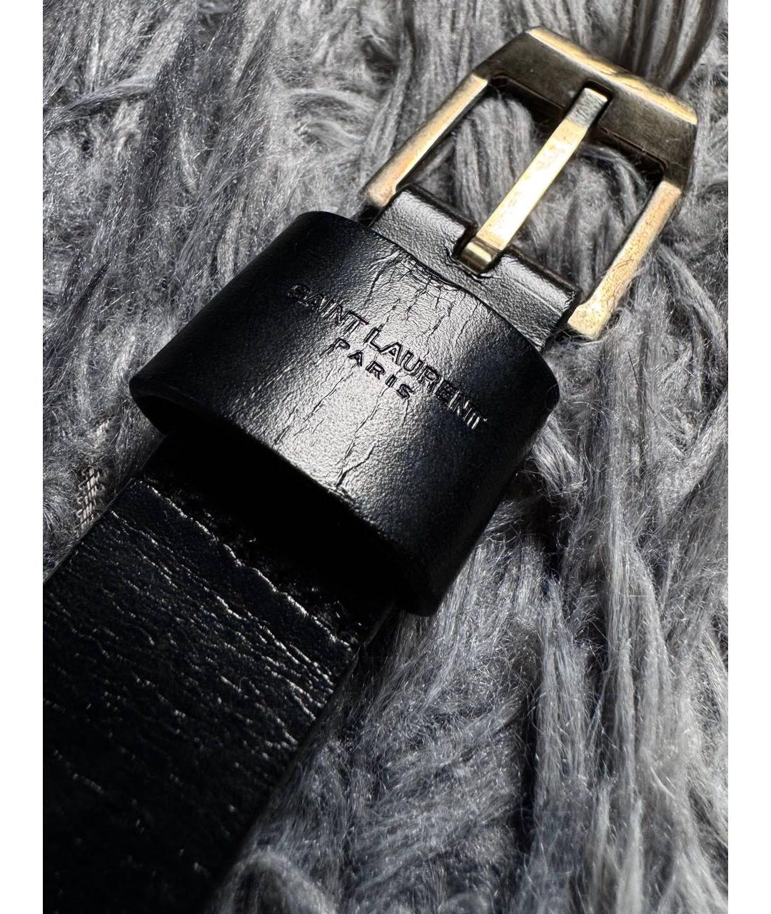 SAINT LAURENT Черный кожаный ремень, фото 3