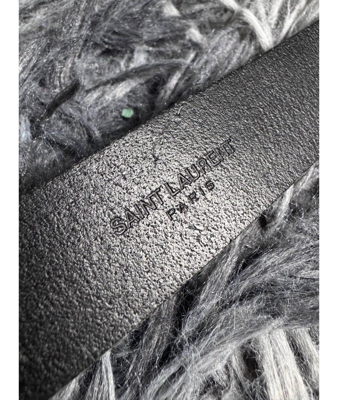 SAINT LAURENT Черный кожаный ремень, фото 5