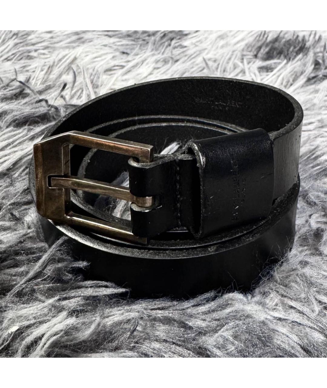 SAINT LAURENT Черный кожаный ремень, фото 2