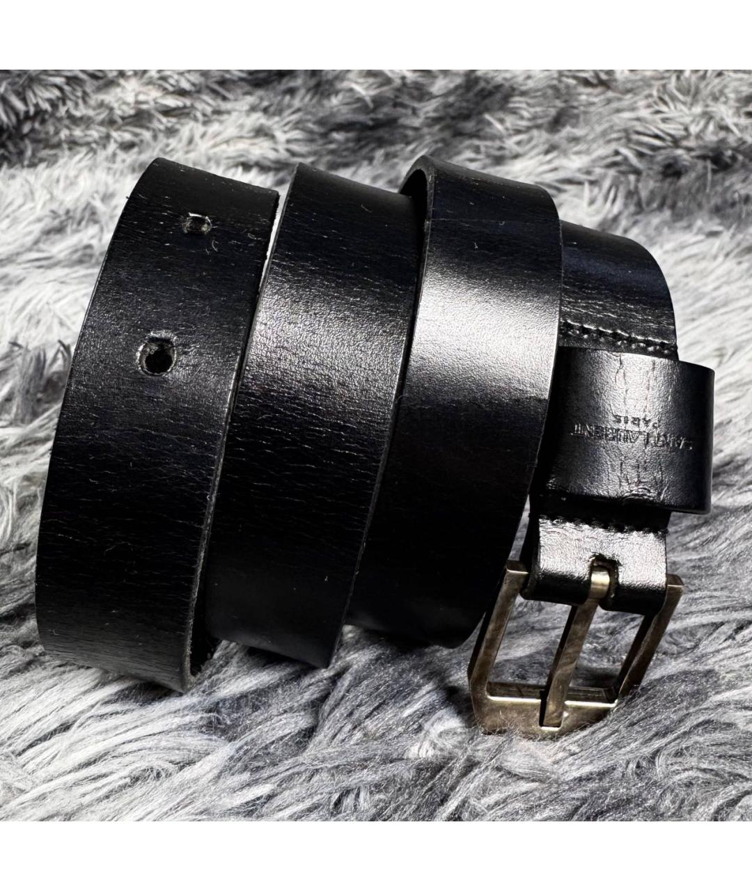 SAINT LAURENT Черный кожаный ремень, фото 9
