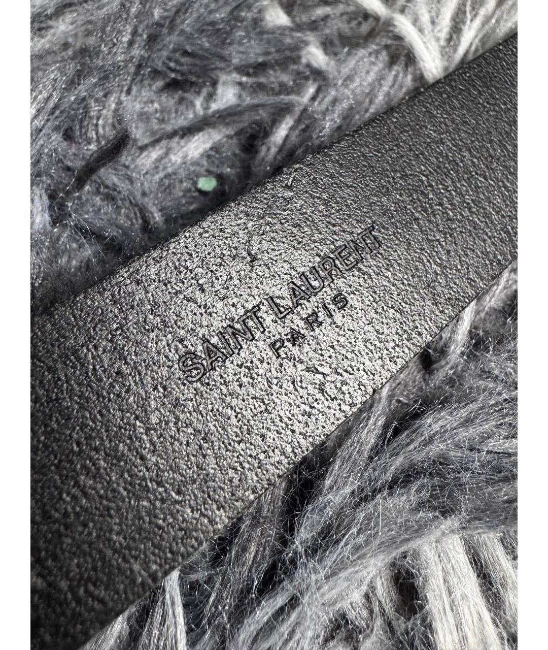 SAINT LAURENT Черный кожаный ремень, фото 8