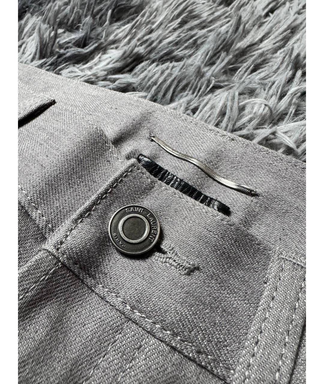 SAINT LAURENT Серые хлопковые джинсы скинни, фото 7