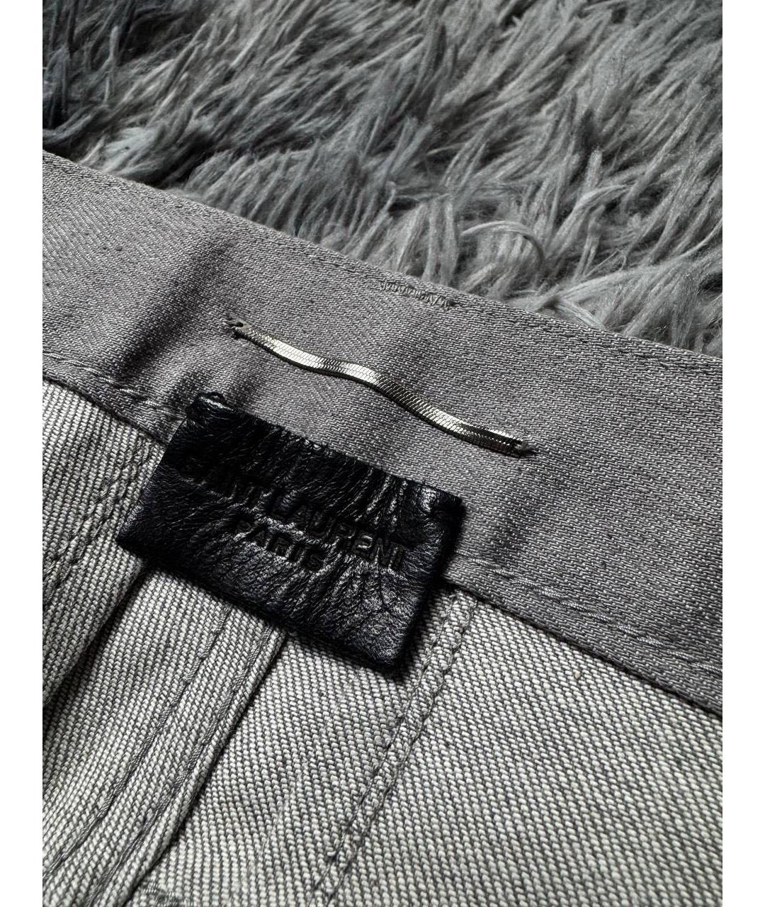 SAINT LAURENT Серые хлопковые джинсы скинни, фото 5