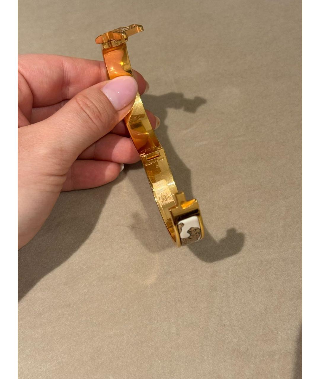 HERMES Бежевый металлический браслет, фото 6