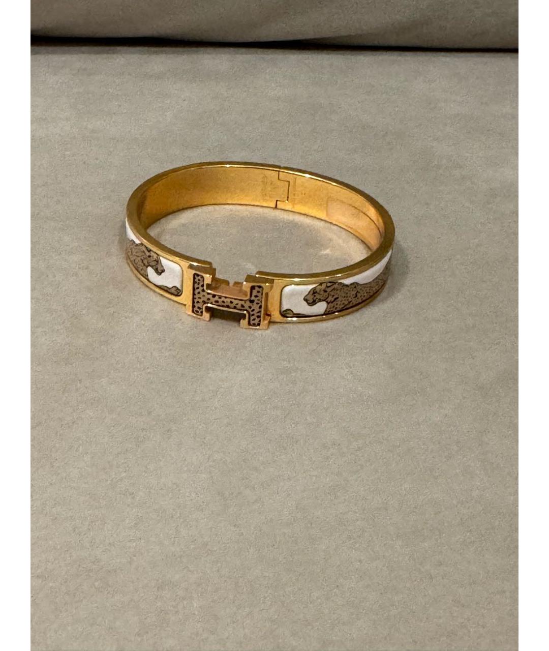 HERMES Бежевый металлический браслет, фото 7