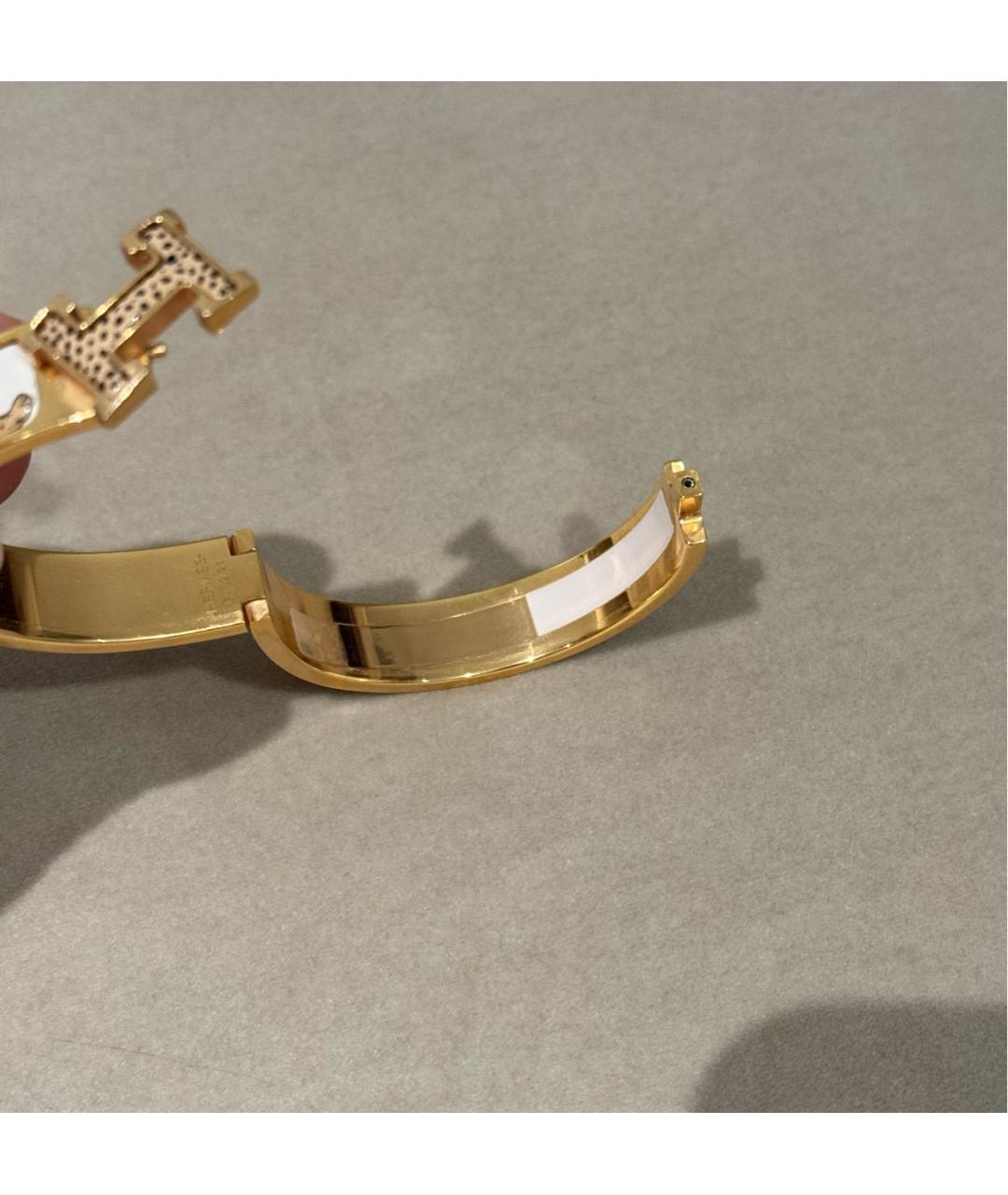 HERMES Бежевый металлический браслет, фото 5