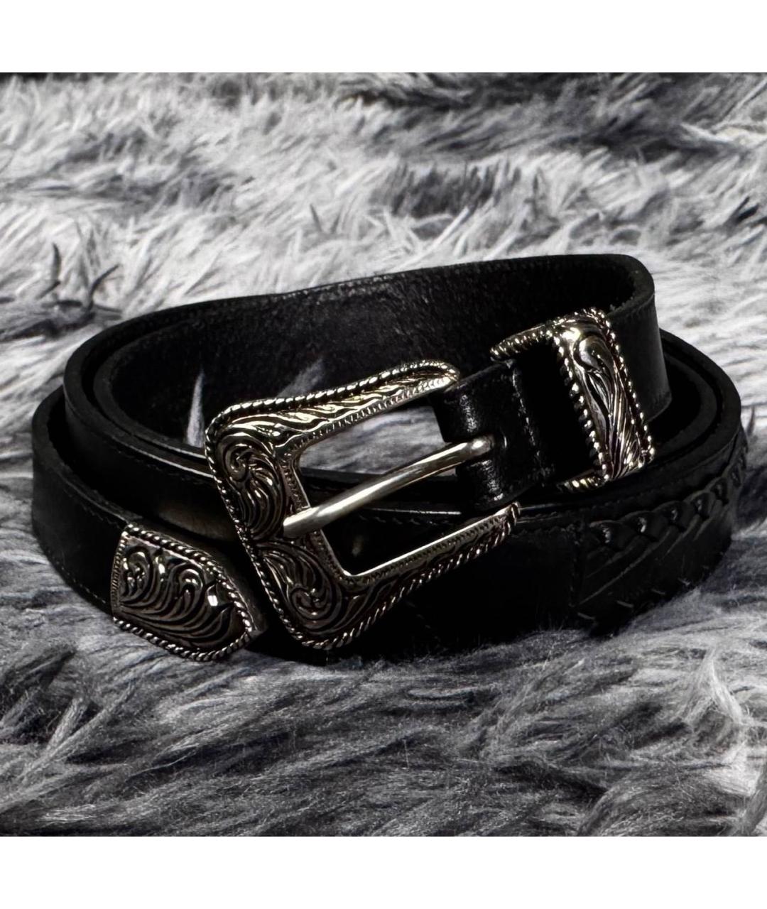 SAINT LAURENT Черный кожаный ремень, фото 5