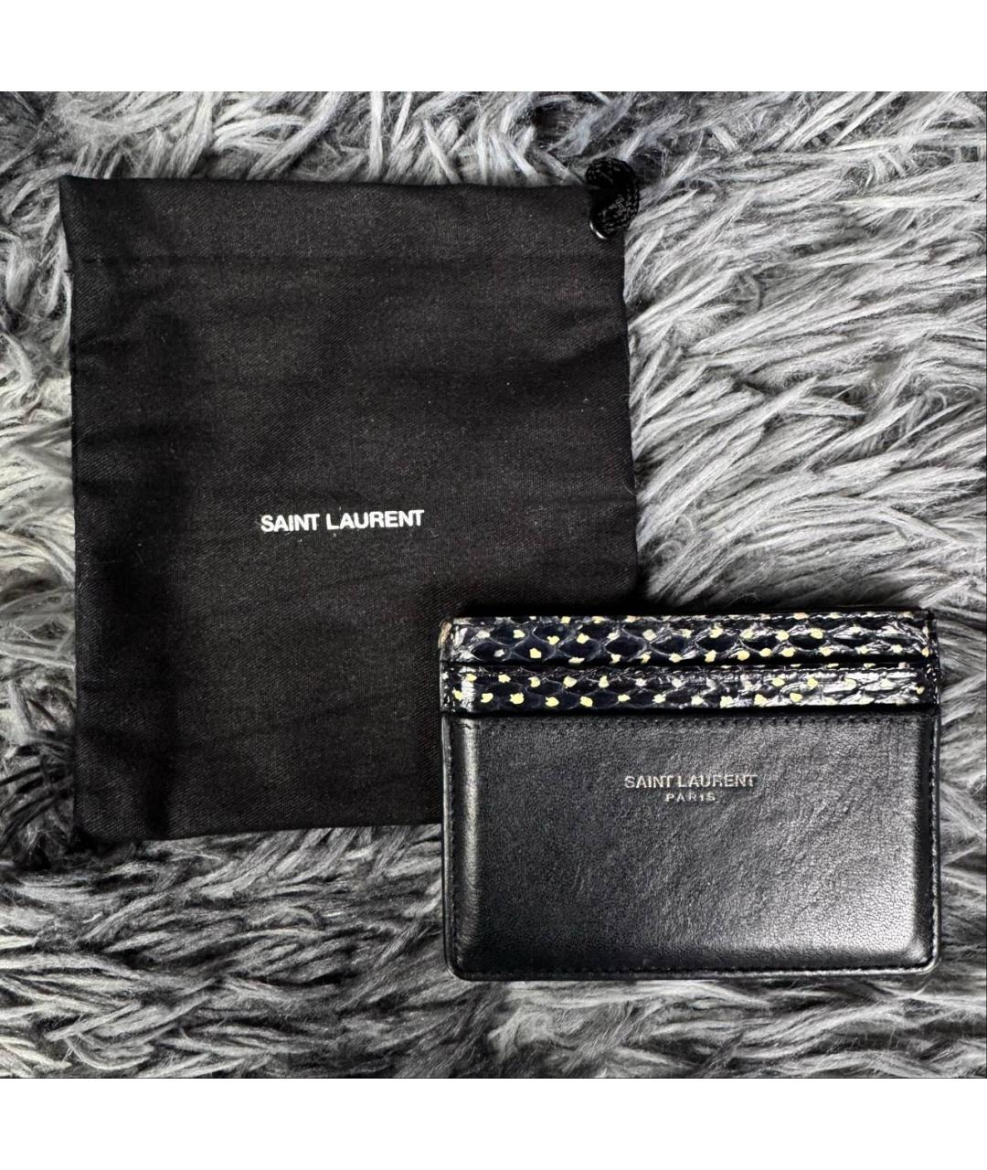 SAINT LAURENT Черный кожаный кардхолдер, фото 2