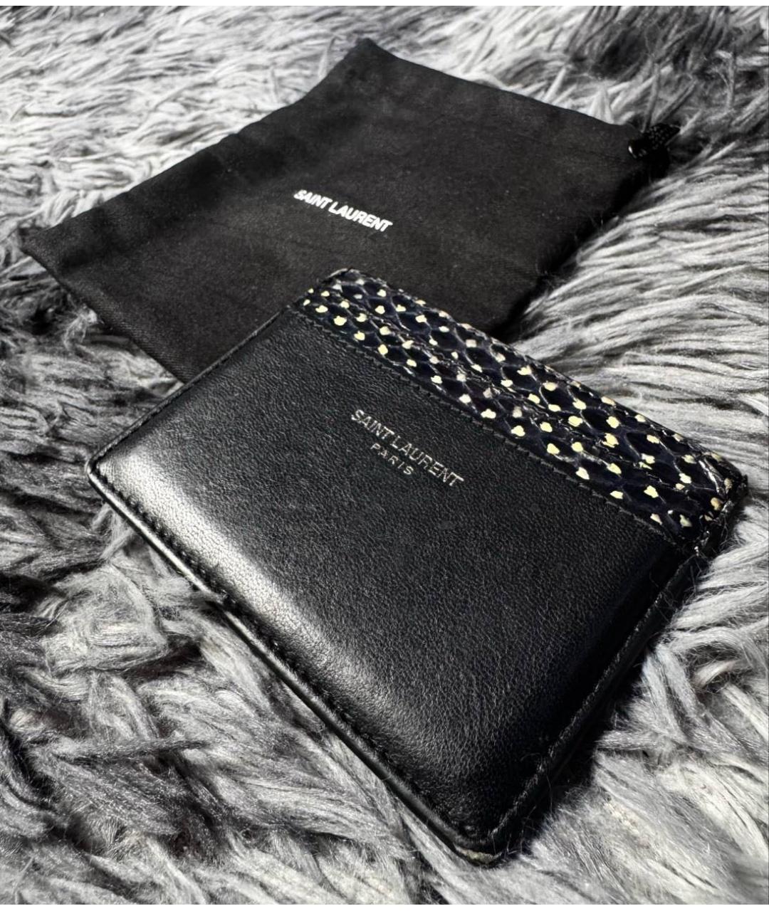 SAINT LAURENT Черный кожаный кардхолдер, фото 3