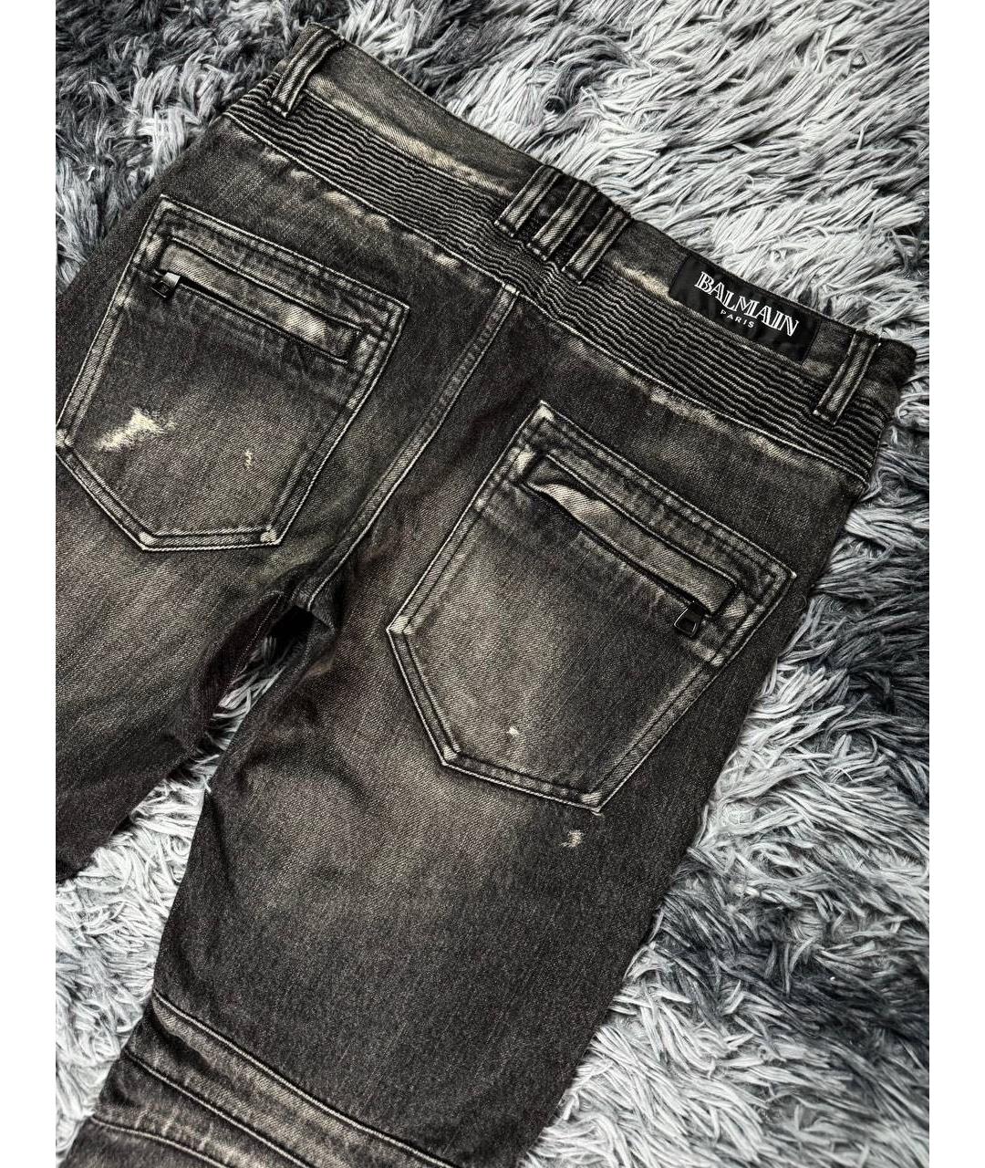BALMAIN Антрацитовые хлопковые джинсы скинни, фото 2