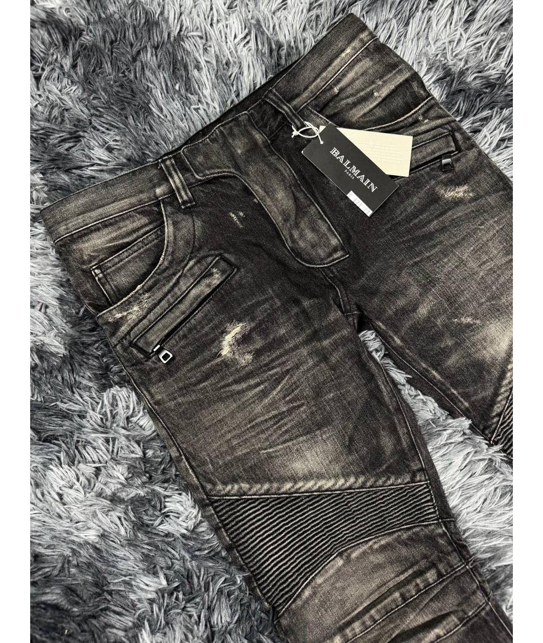 BALMAIN Антрацитовые хлопковые джинсы скинни, фото 4