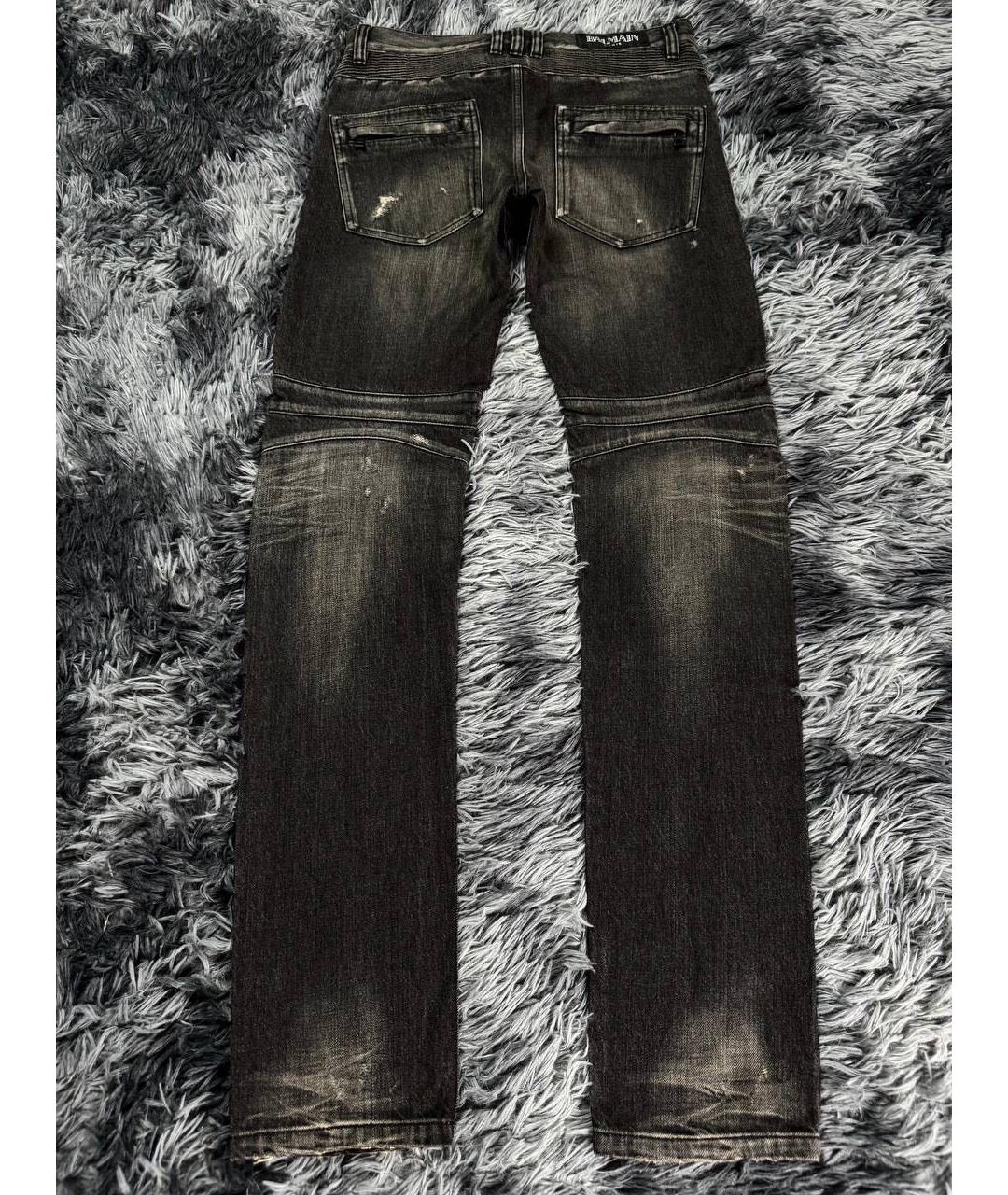 BALMAIN Антрацитовые хлопковые джинсы скинни, фото 3