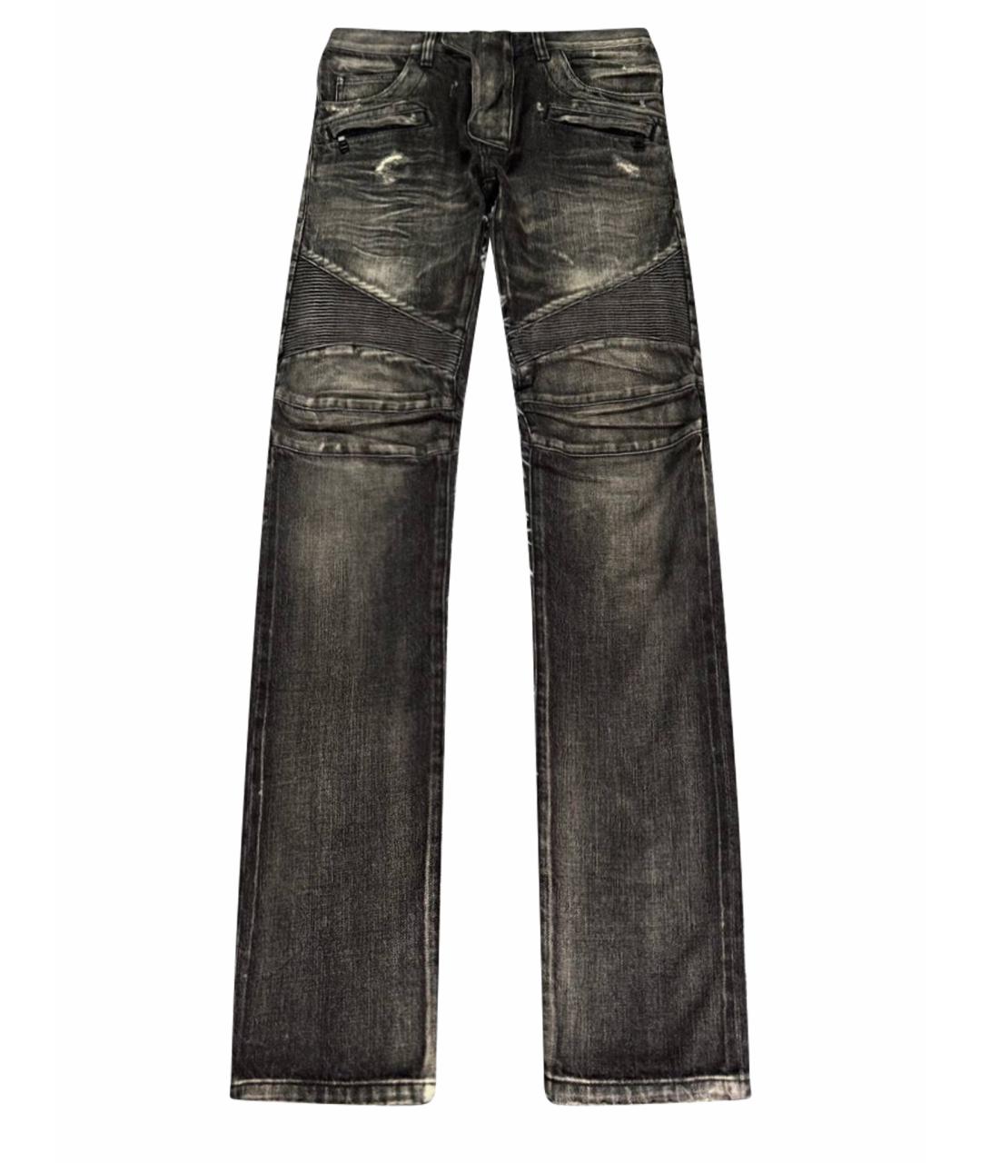 BALMAIN Антрацитовые хлопковые джинсы скинни, фото 1