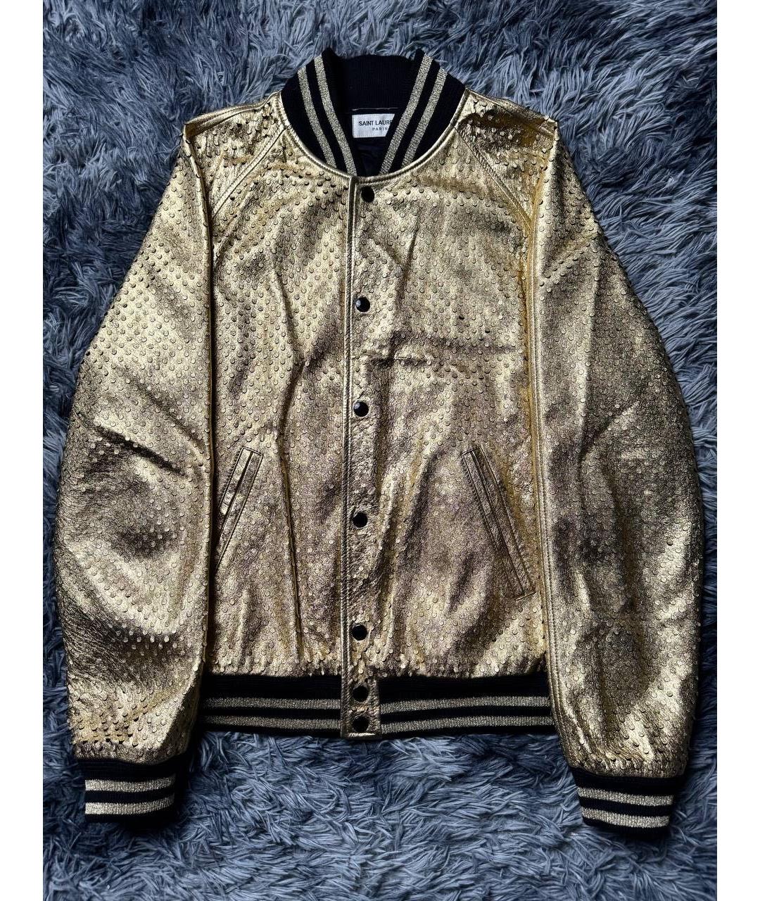 SAINT LAURENT Золотая кожаная куртка, фото 9