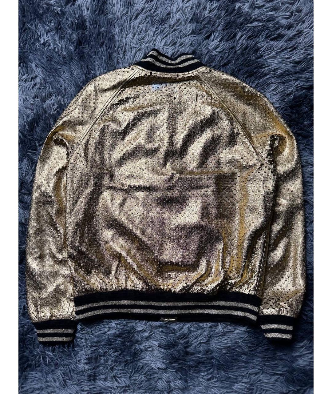 SAINT LAURENT Золотая кожаная куртка, фото 2
