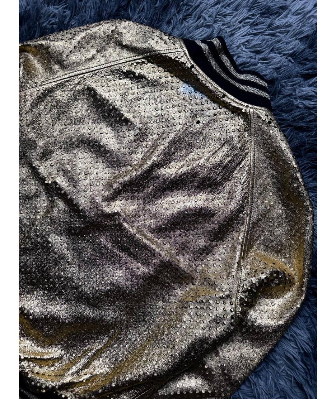 SAINT LAURENT Золотая кожаная куртка, фото 3