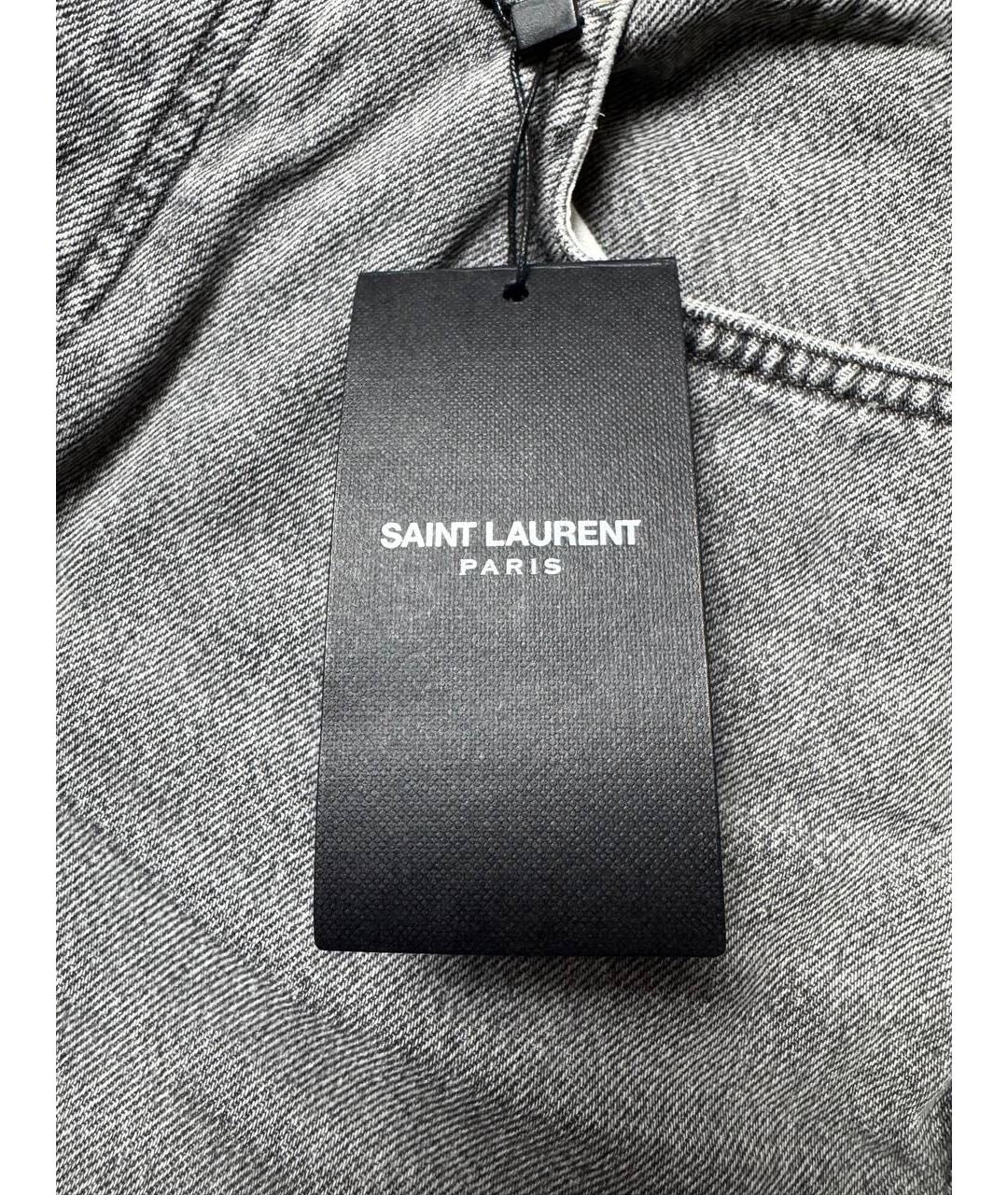 SAINT LAURENT Серые хлопковые джинсы скинни, фото 7