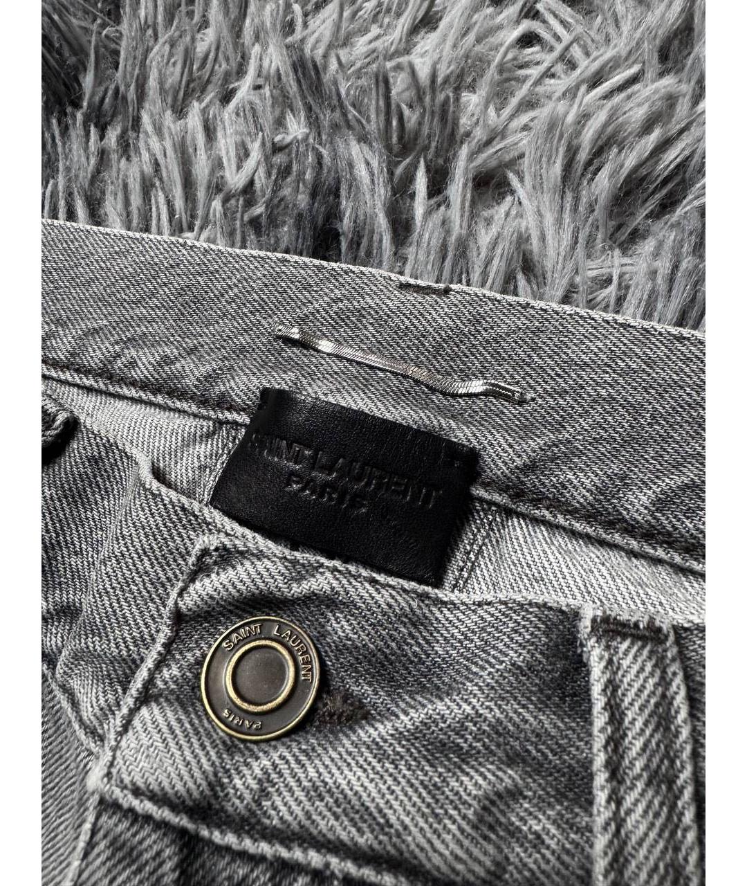 SAINT LAURENT Серые хлопковые джинсы скинни, фото 5