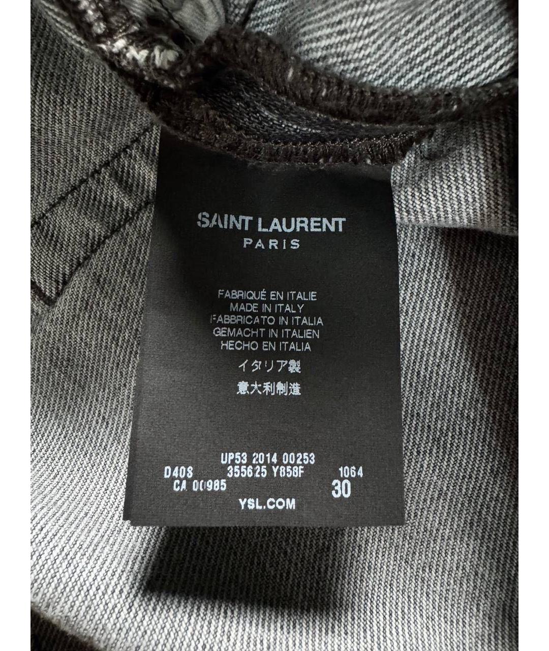 SAINT LAURENT Серые хлопковые джинсы скинни, фото 8