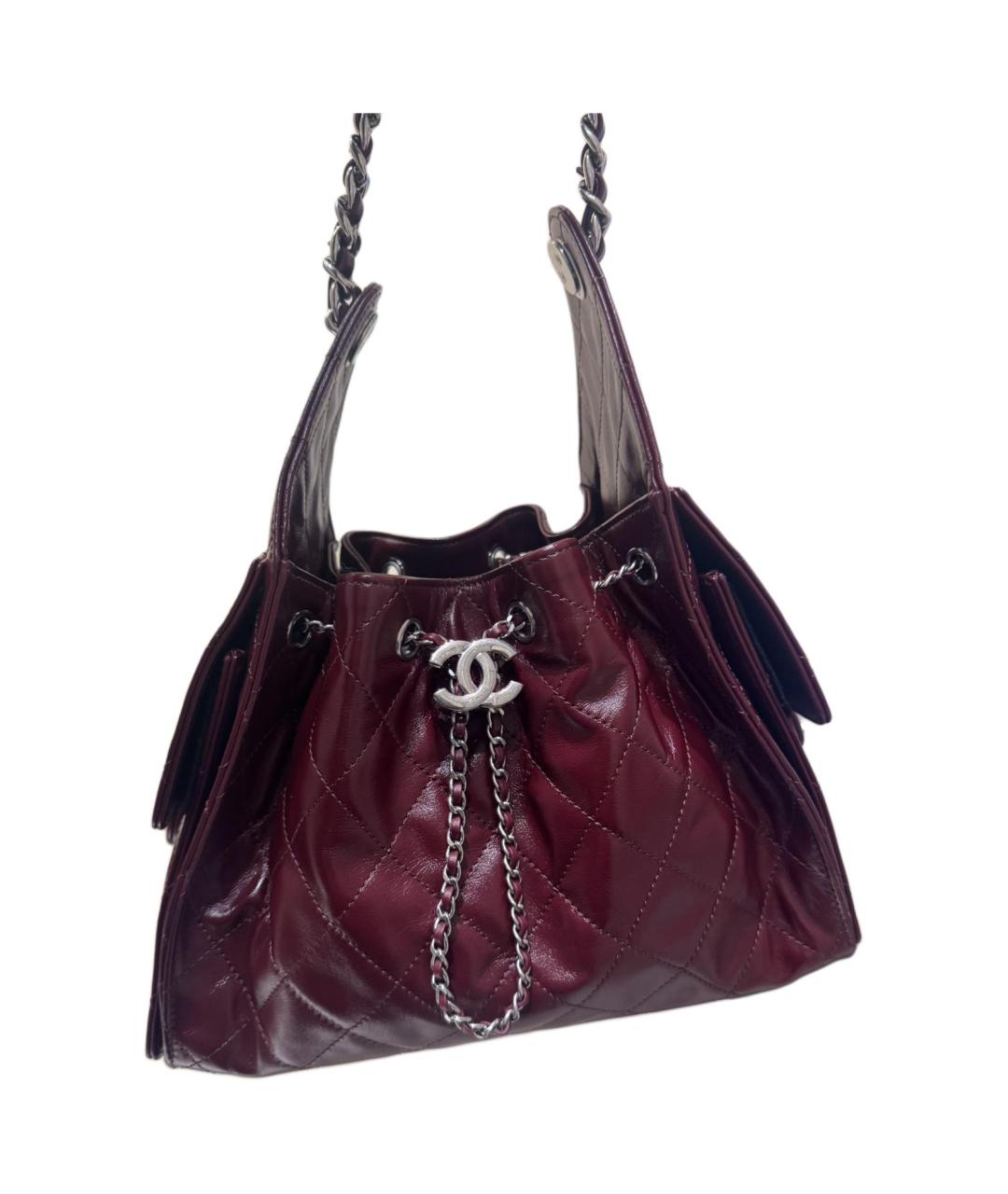 CHANEL Бордовая кожаная сумка через плечо, фото 2
