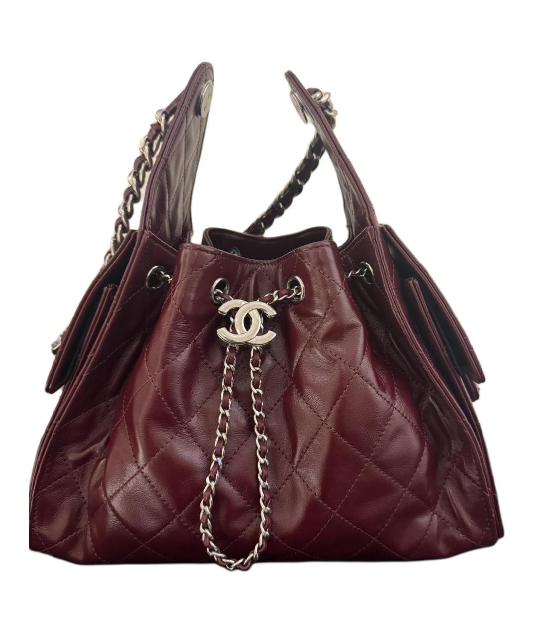 CHANEL Бордовая кожаная сумка через плечо, фото 1