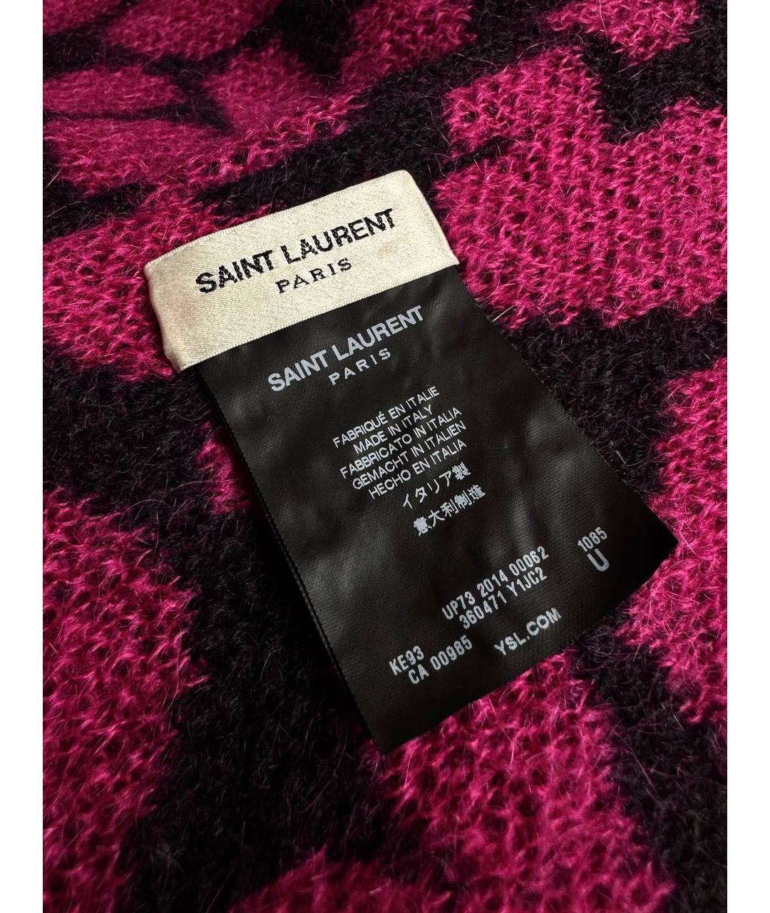 SAINT LAURENT Розовый шерстяной шарф, фото 3