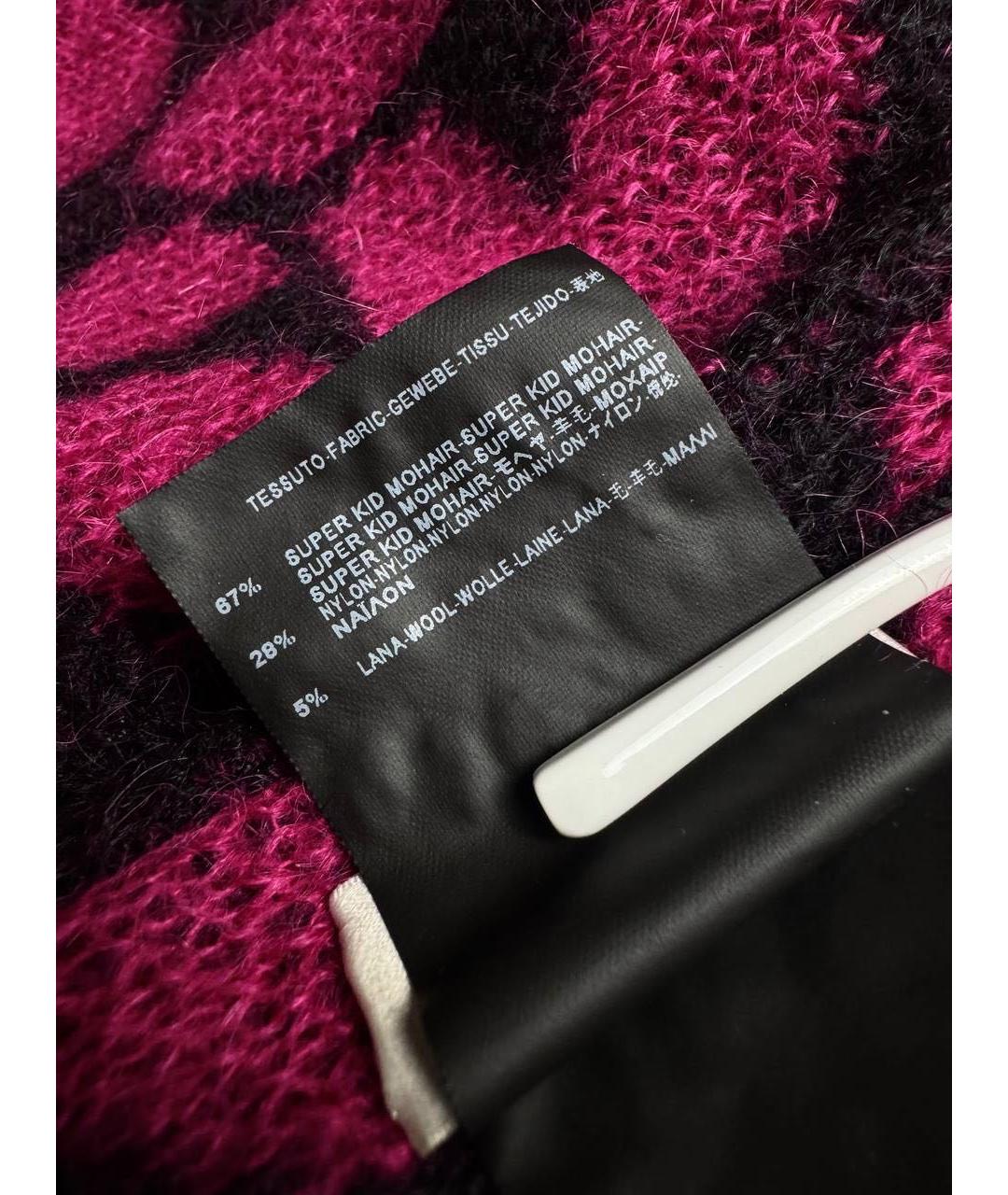 SAINT LAURENT Розовый шерстяной шарф, фото 4