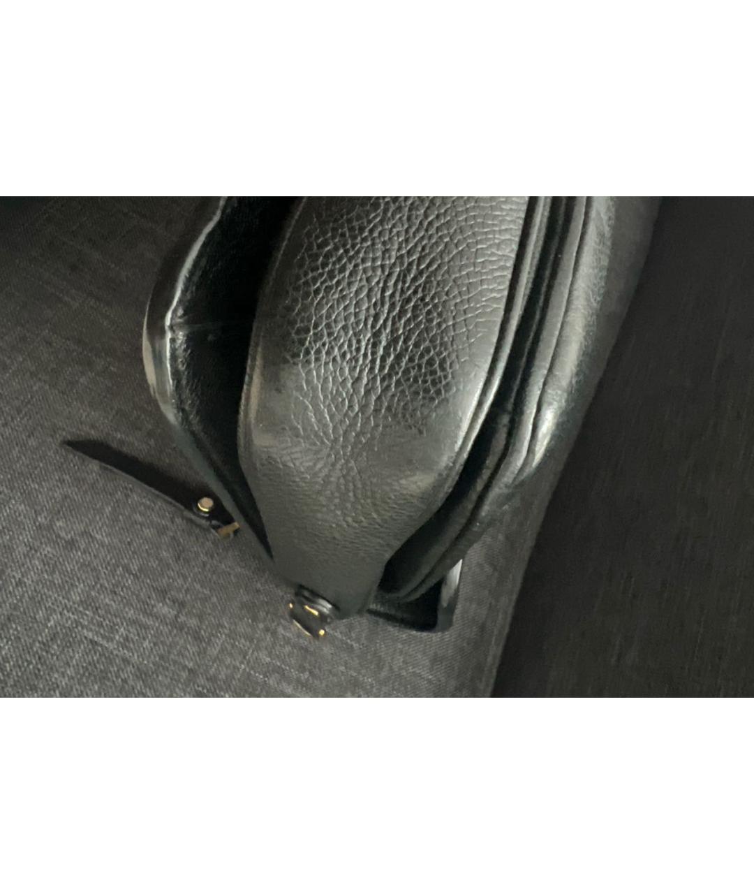 LOUIS VUITTON Черная кожаная сумка через плечо, фото 3