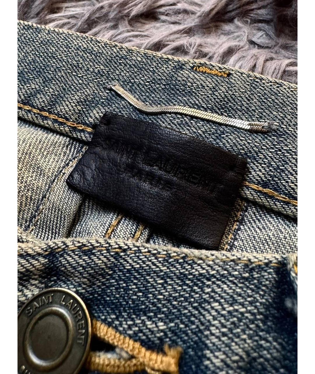 SAINT LAURENT Голубые хлопковые джинсы скинни, фото 7