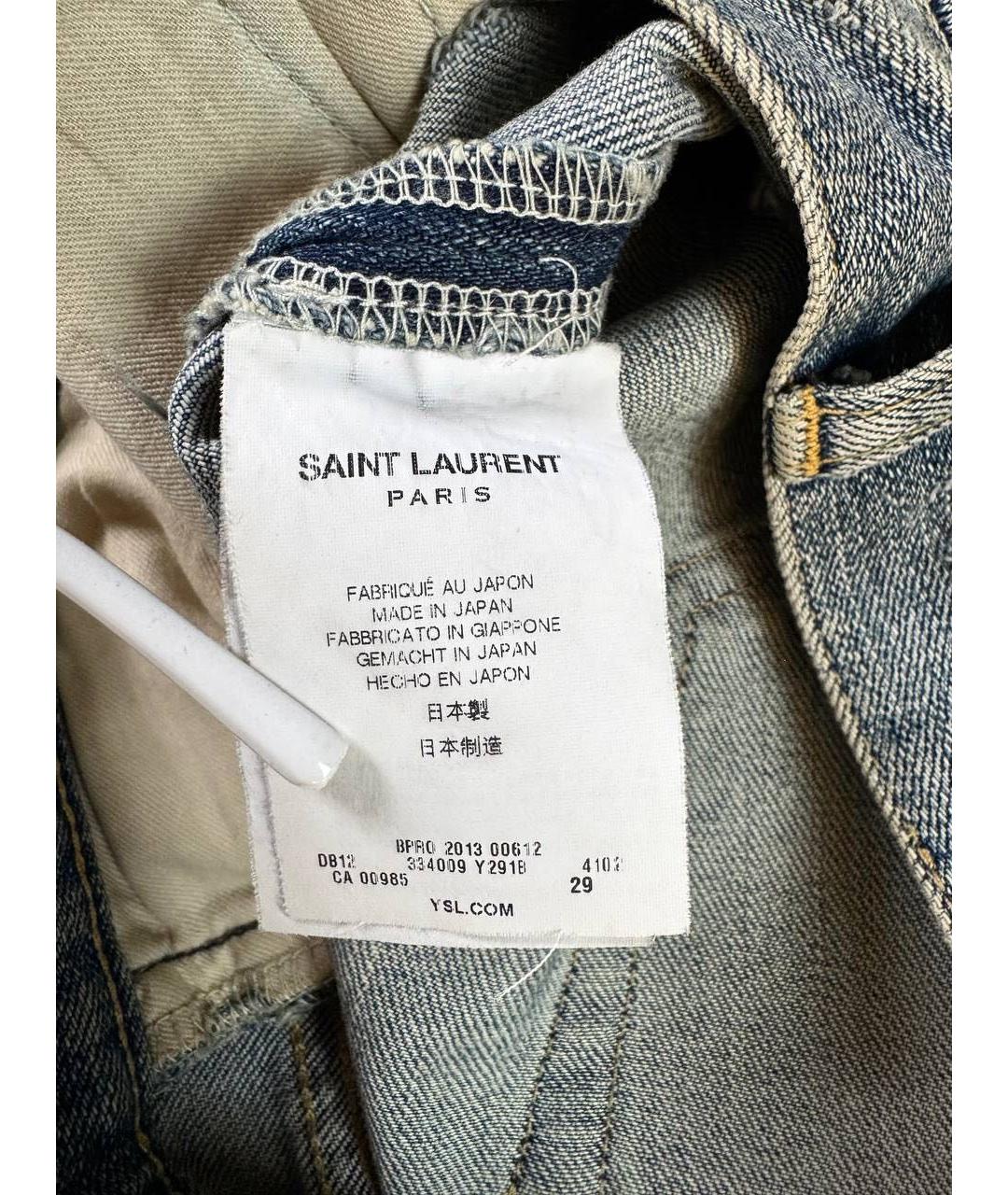 SAINT LAURENT Голубые хлопковые джинсы скинни, фото 6