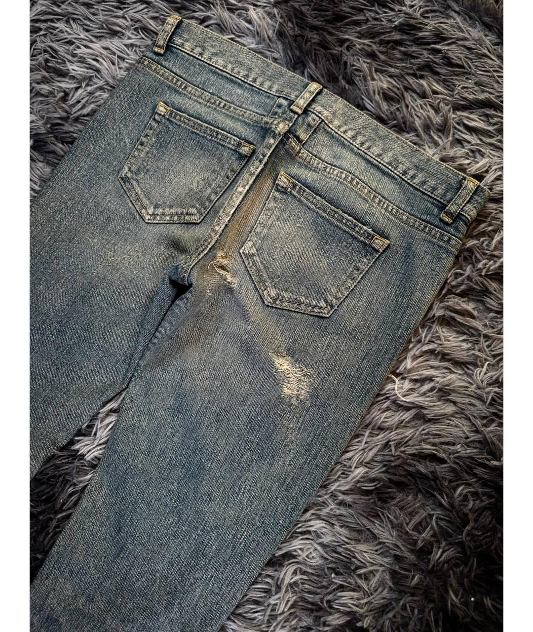 SAINT LAURENT Голубые хлопковые джинсы скинни, фото 3