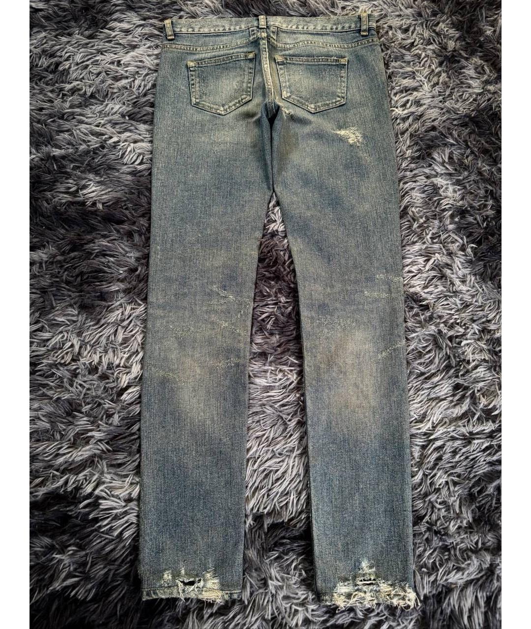 SAINT LAURENT Голубые хлопковые джинсы скинни, фото 2