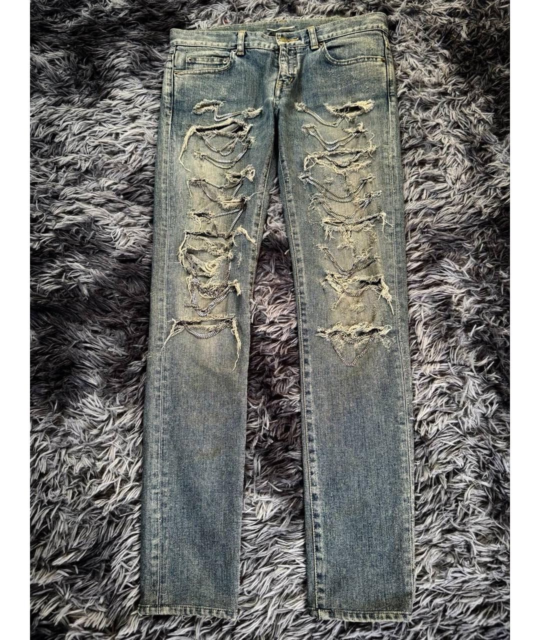 SAINT LAURENT Голубые хлопковые джинсы скинни, фото 9