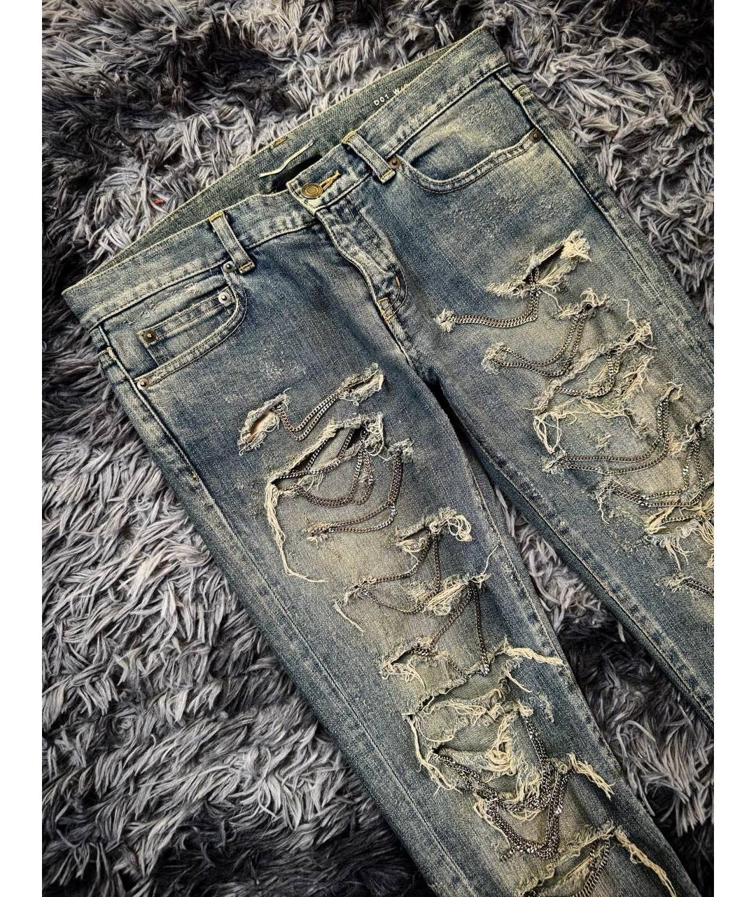 SAINT LAURENT Голубые хлопковые джинсы скинни, фото 5