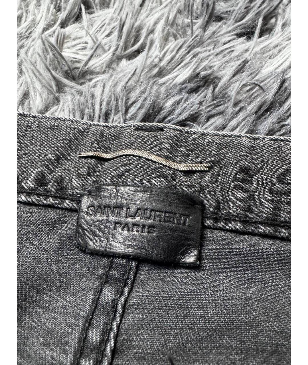 SAINT LAURENT Серые хлопковые джинсы скинни, фото 7
