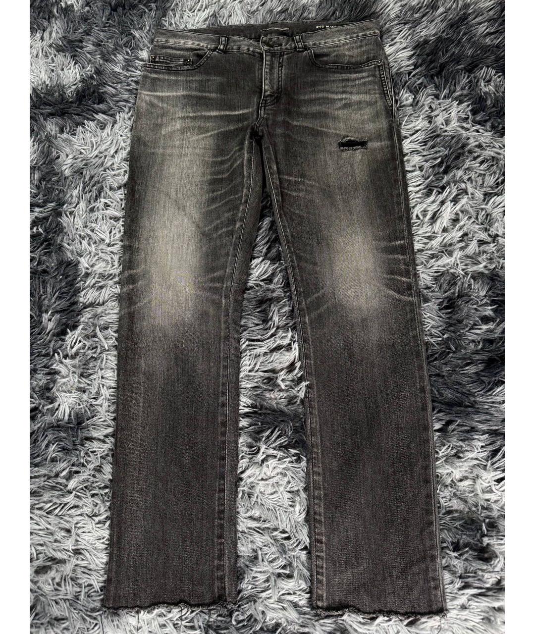 SAINT LAURENT Серые хлопковые джинсы скинни, фото 9