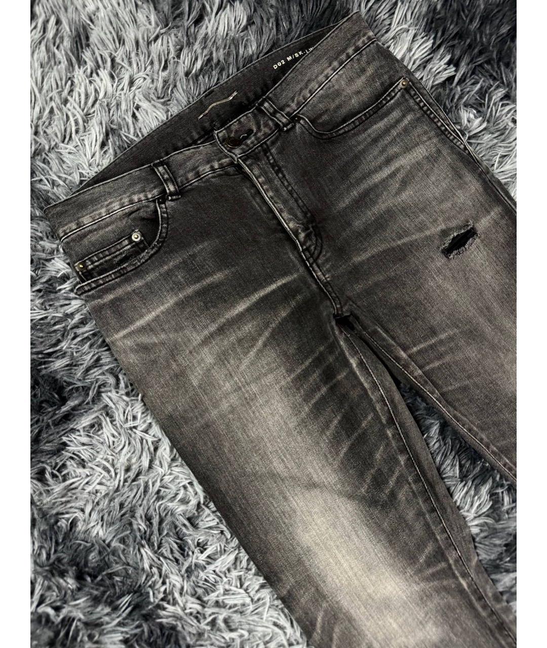 SAINT LAURENT Серые хлопковые джинсы скинни, фото 5