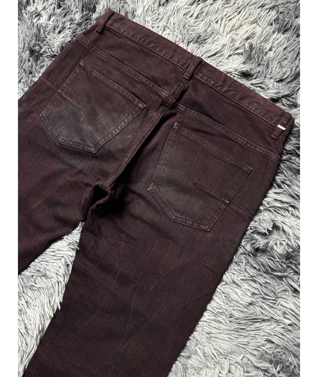 CHRISTIAN DIOR Бордовые хлопковые джинсы скинни, фото 3